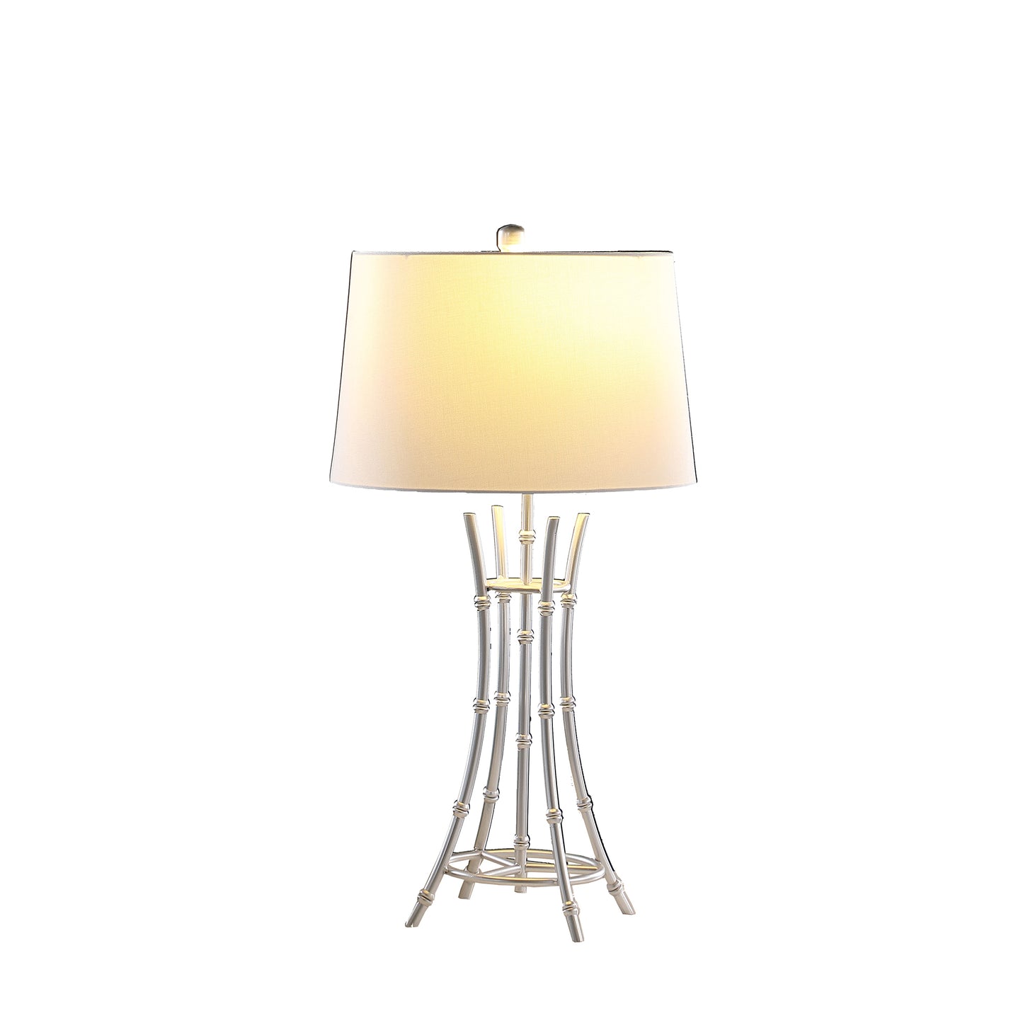 29.25" In Kiara Modern Satin Silver Bamboo Metal Table Lamp