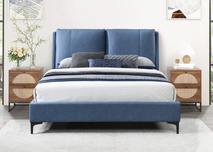 Upholstered Blue King Bed