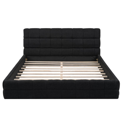 Queen Size Upholstered Platform Bed, Black