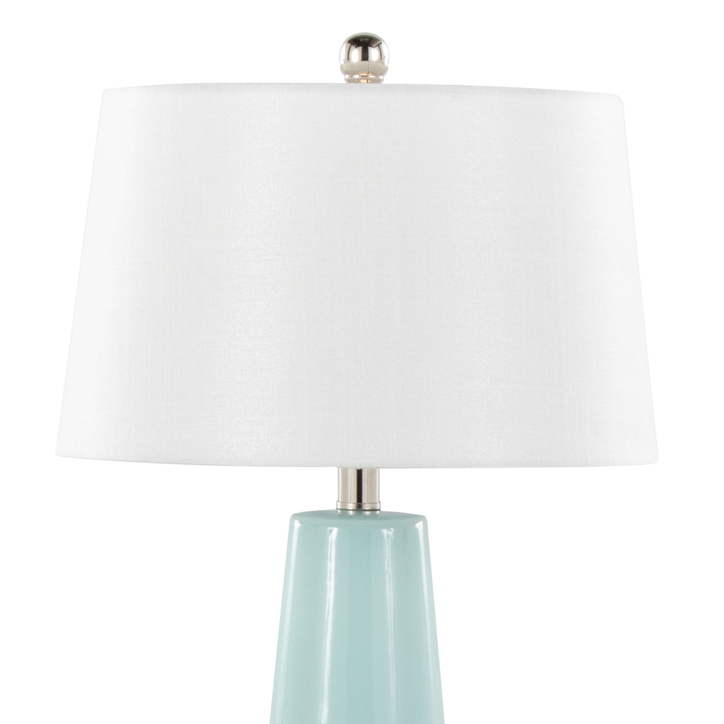 Penelope 22" Contemporary Ceramic Table Lamp with Tiffany Blue & Silver Ceramic Body and White Shade by LumiSource