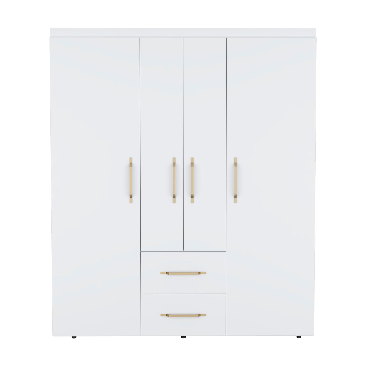 Bariloche Wardrobe, Multi-Section Storage with Hanging Rods, Shelves, and 2 Drawers
