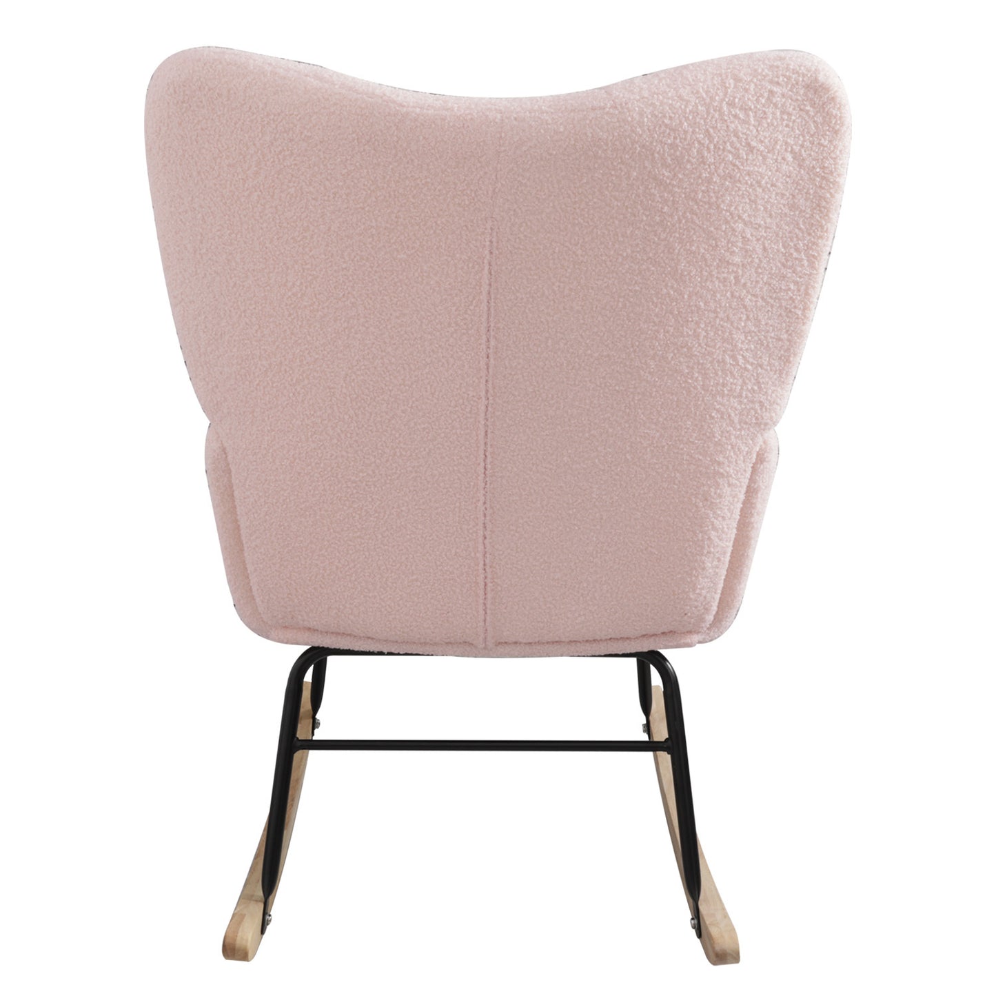 Teddy Fabric Rocking Chair, Modern Rocking Accent Chair for Nursery, Living Room, Bedroom, Pink