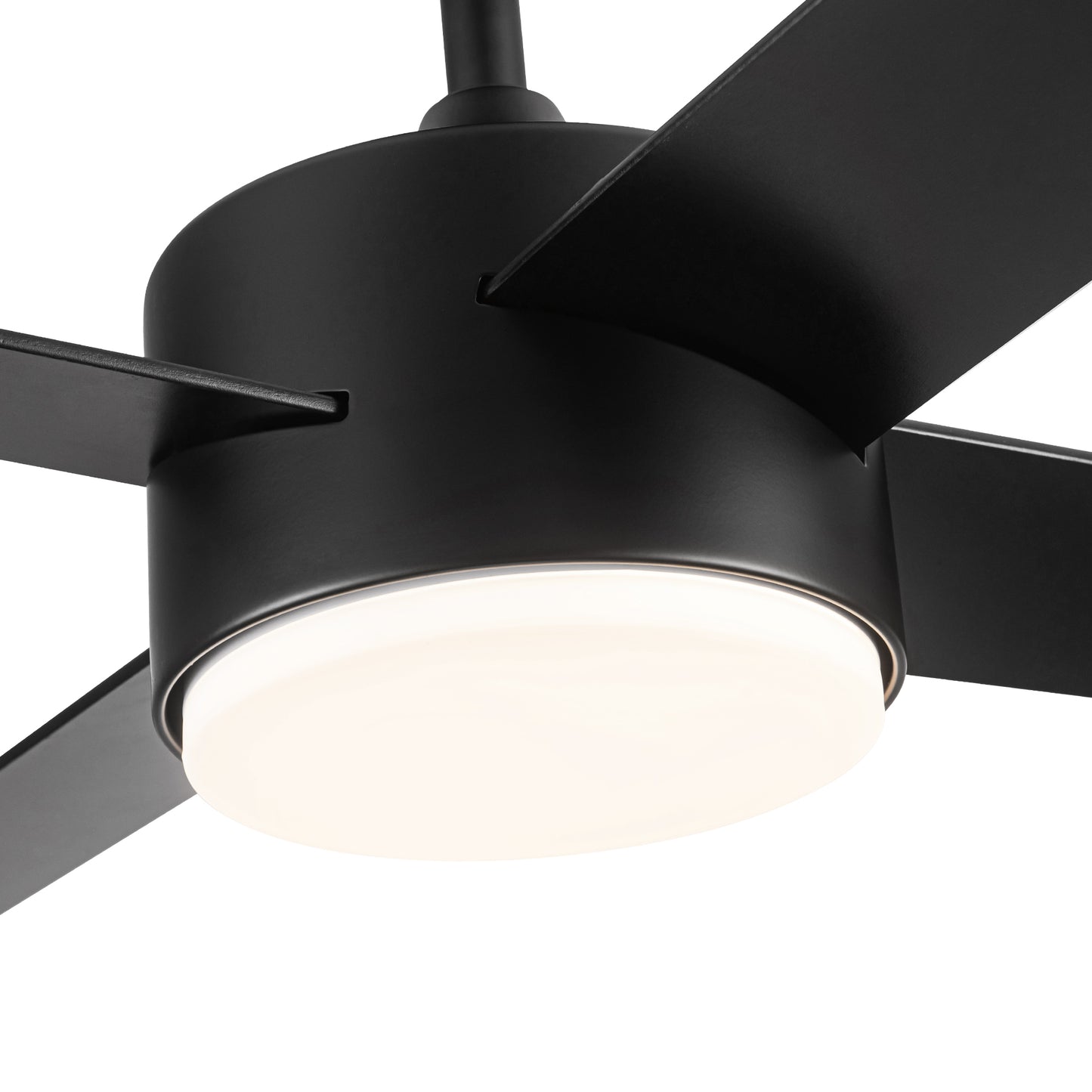 52" Integrated LED Light Matte Black Blade Ceiling Fan with Remote Control with 4 blades