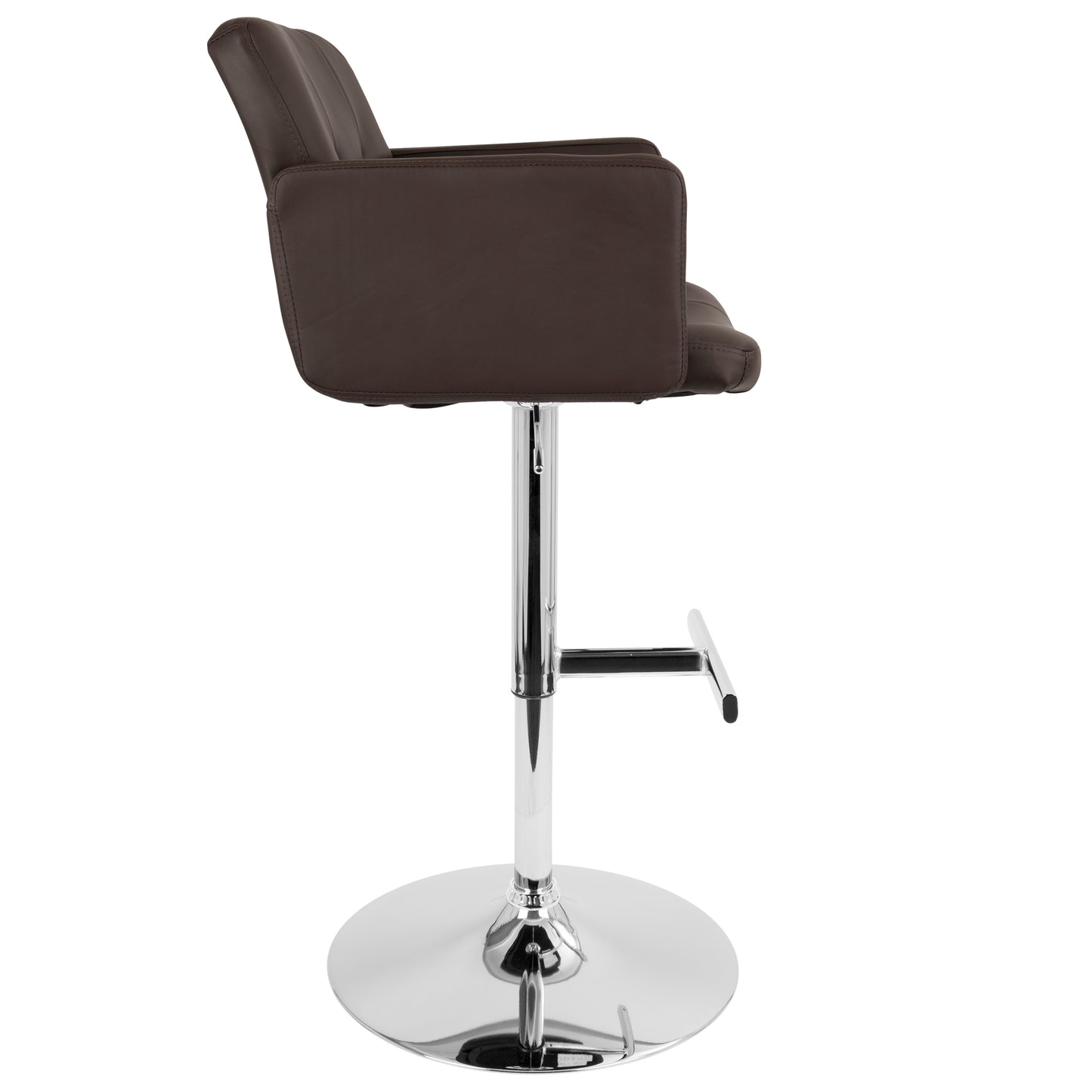 Stout Contemporary Adjustable Barstool with Swivel and Brown Faux Leather by LumiSource