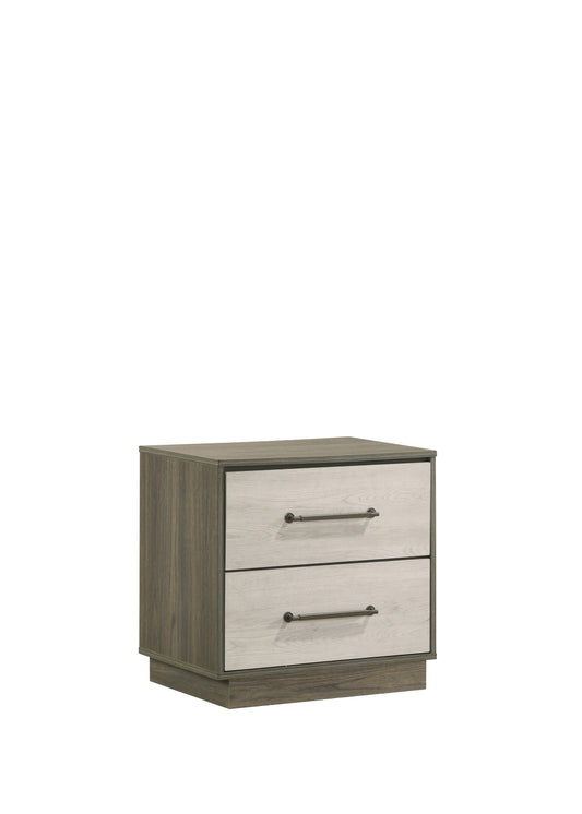 Gem Modern Style 2-Drawer Night stand Made with Wood in Beige & Brown