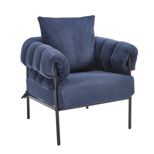 TS Modern decorative chair, living room side chair with gold metal legs, no wheels, suitable for dressing area, reception room, office,Teddy fleece upholstered metal foot sofa 1PC Dark Blue