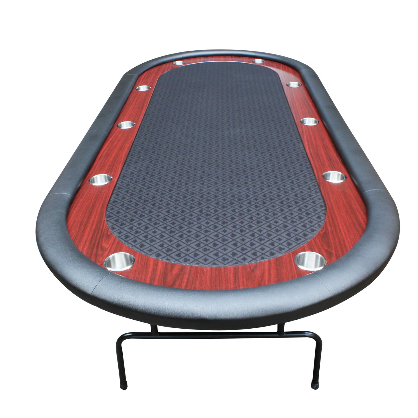 96" Light Series Foldable Poker Table with Wooden Racetrack Felt Stainless Legs Cup Holders Black