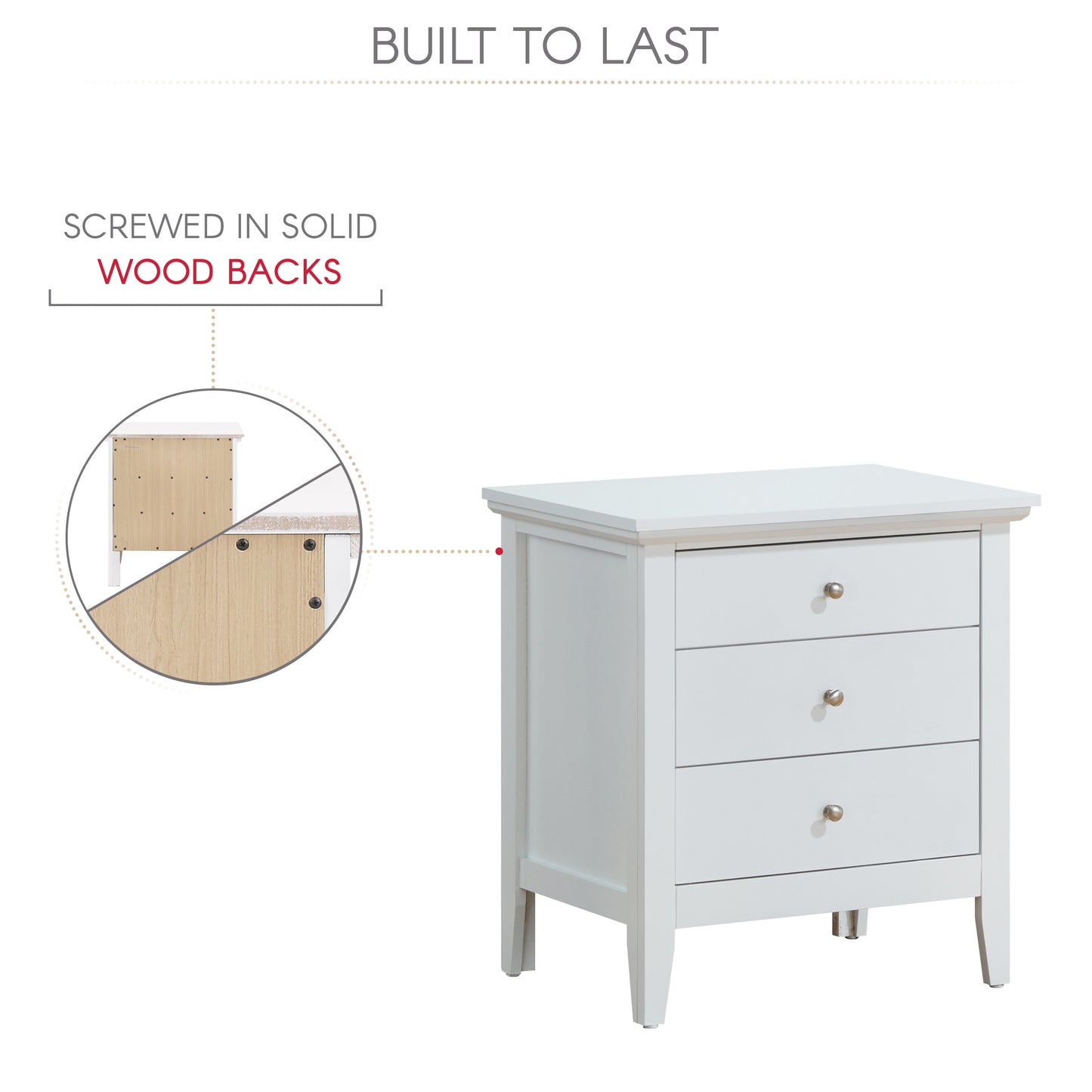 Elegant White Casual Nightstand