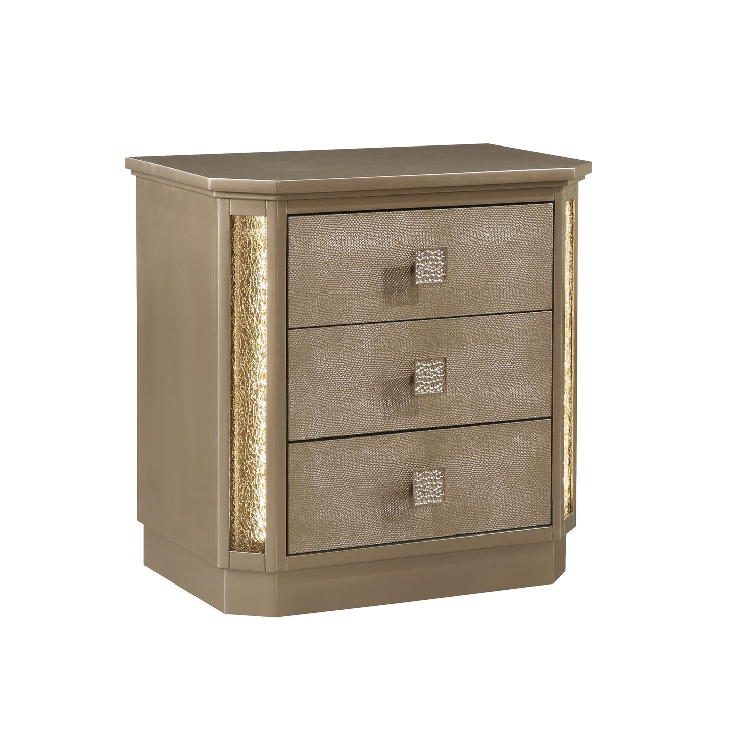 Nightstand Made with Wood in Gold Finish