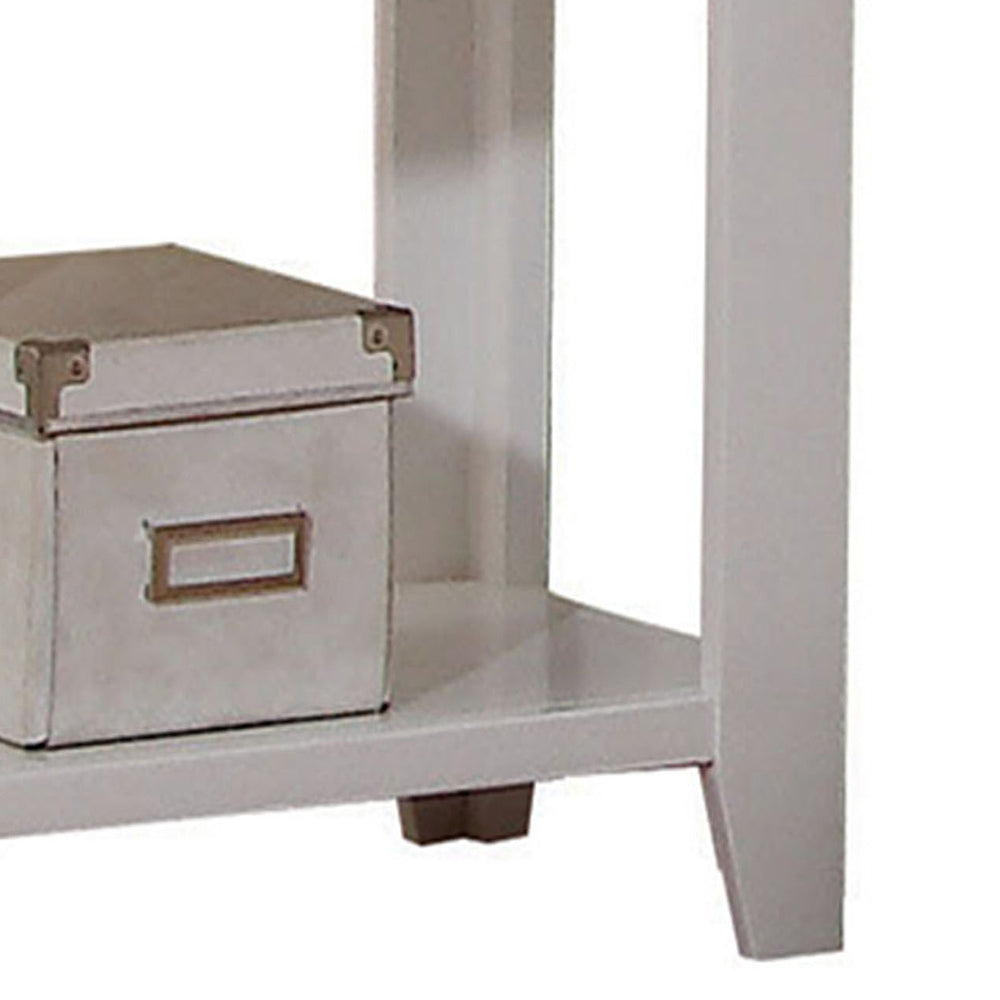 White Nightstand with Bottom Shelf