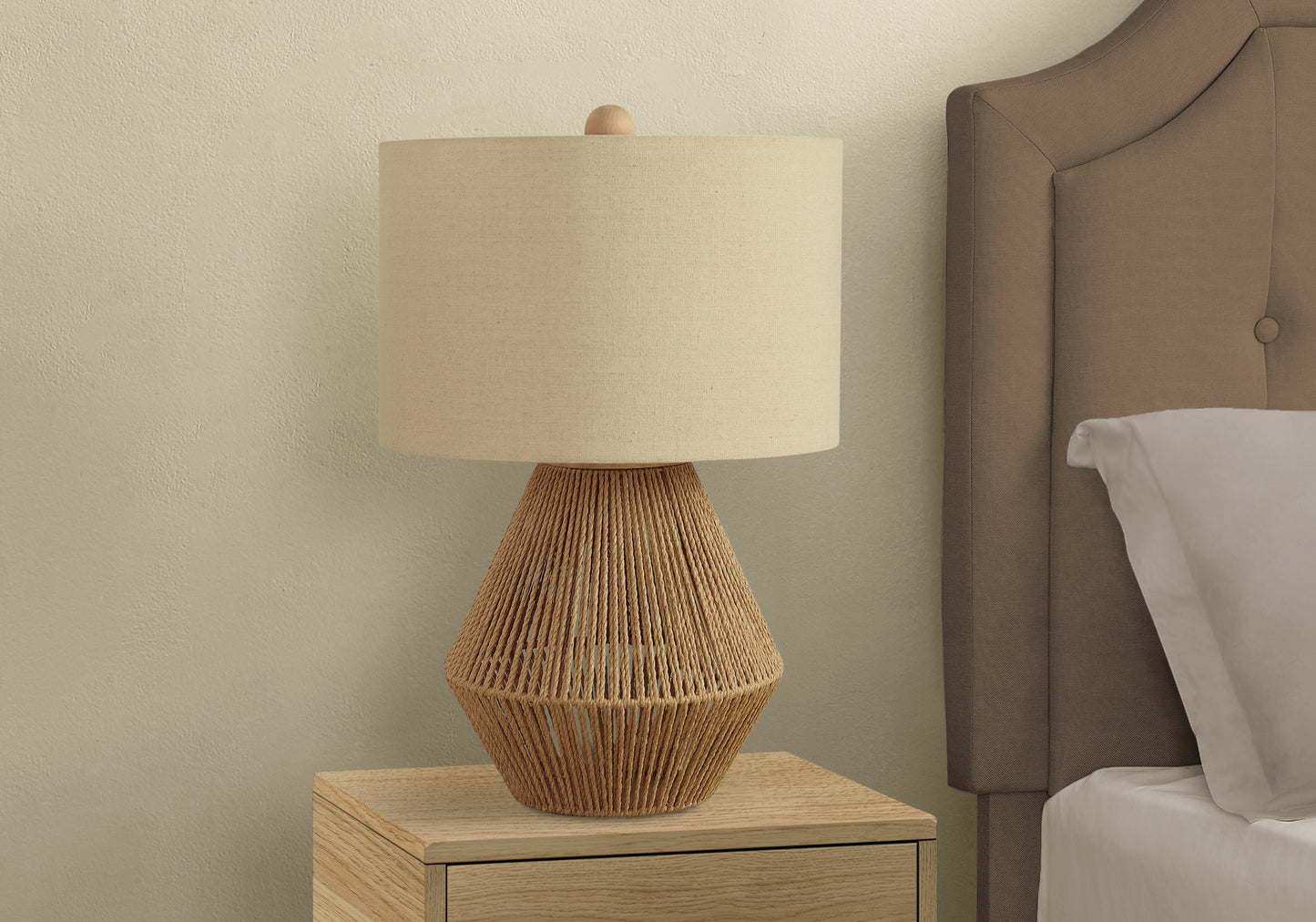 Lighting, 22"h, Table Lamp, Brown Rope, Beige Shade, Transitional