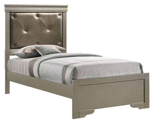 Elegant Silver Champagne Twin Bed