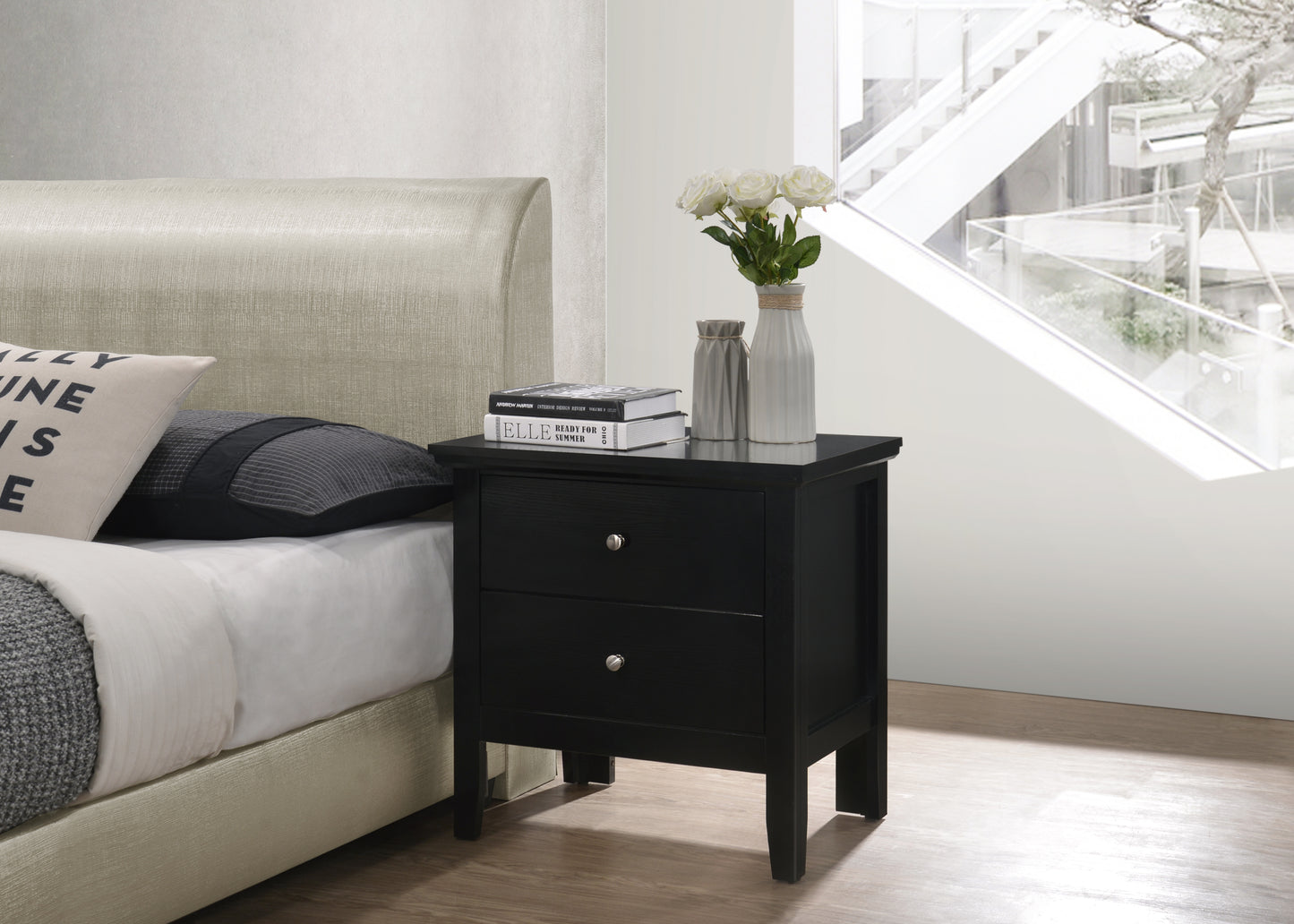 Stylish Transitional Black Nightstand