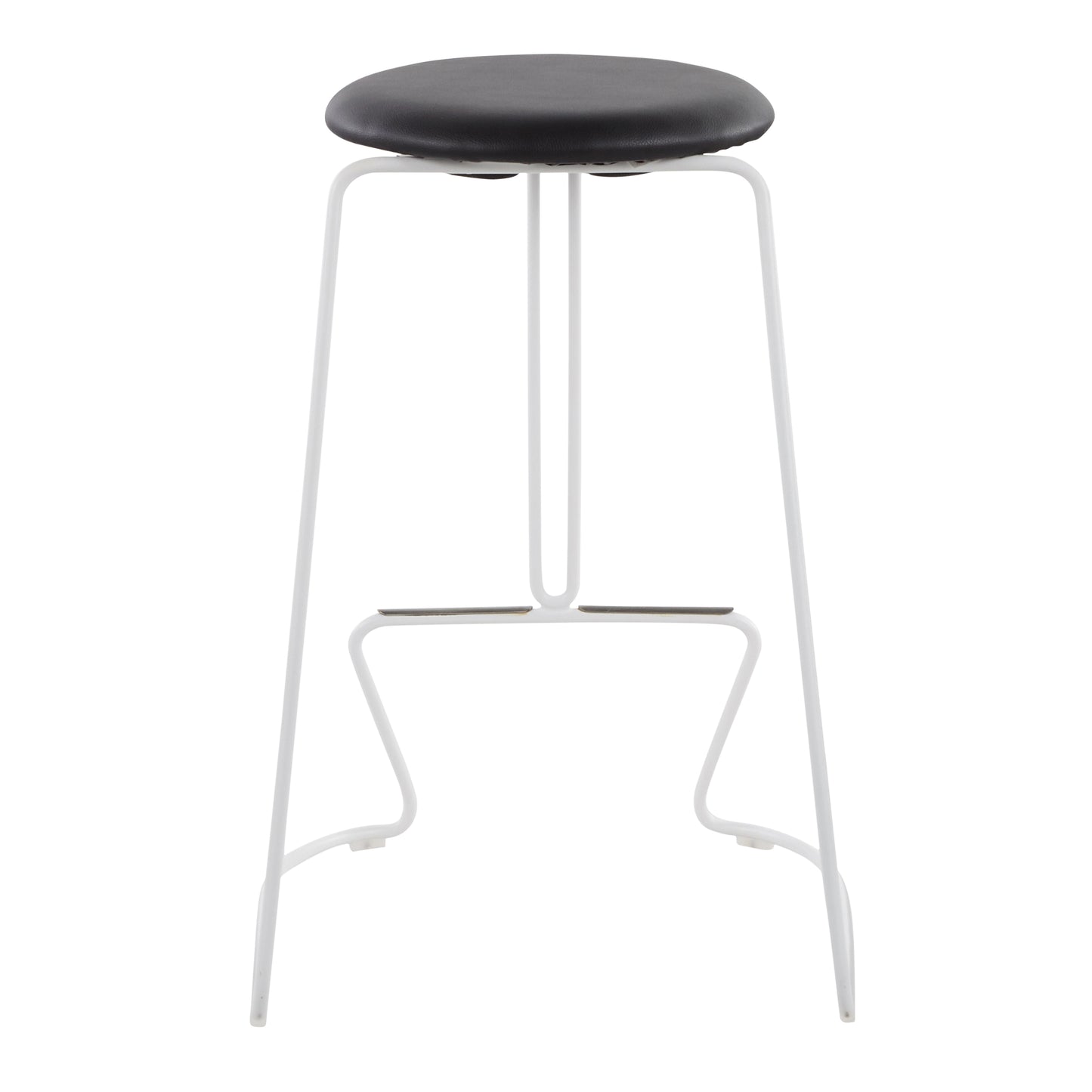 Finn Contemporary Counter Stool in White Steel and Black Faux Leather by LumiSource - Set of 2