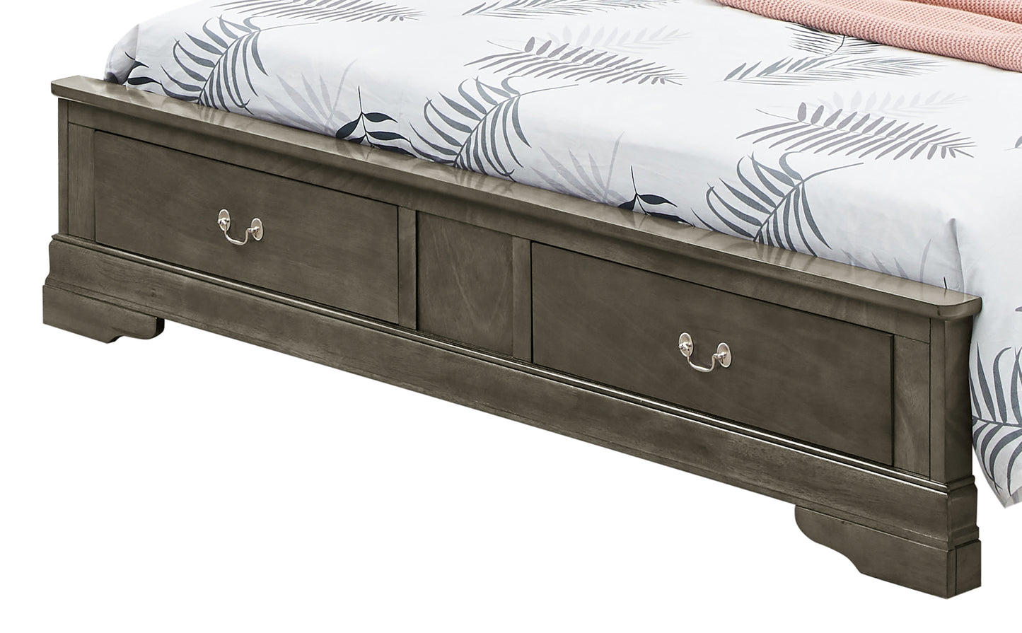 Elegant Gray Queen Storage Bed With Charm