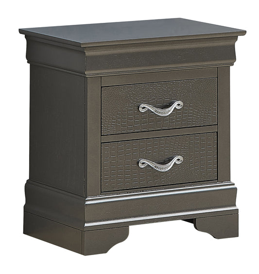Sleek Metallic Black Nightstand With Drawers