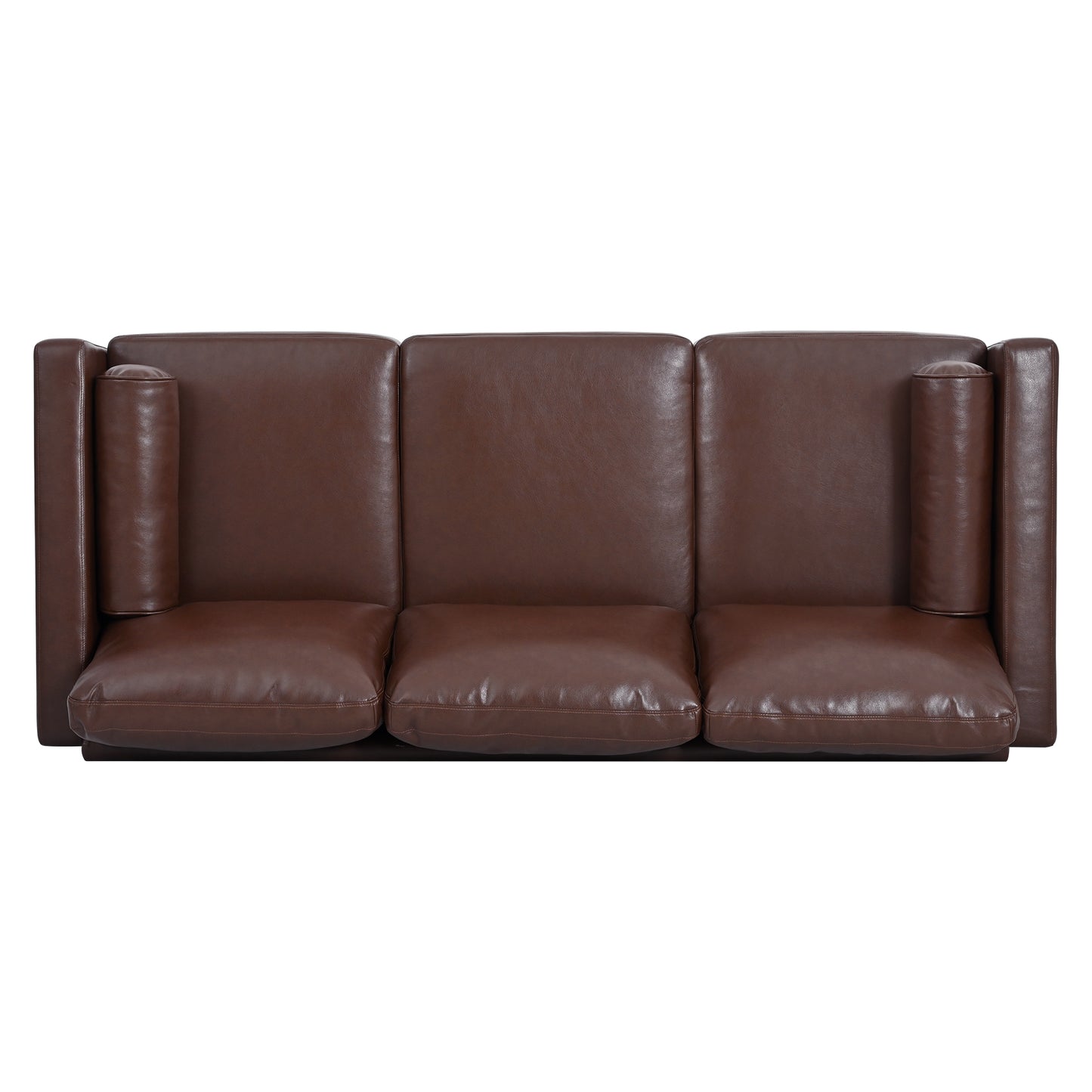 Small Sofa Couch 76.97 in . Brown 3 Seat Comfy Couches for Living Room, Mid Century Modern Couch with iron wood structure , Soft Cushion Sofa for Home/Office/Apartment,