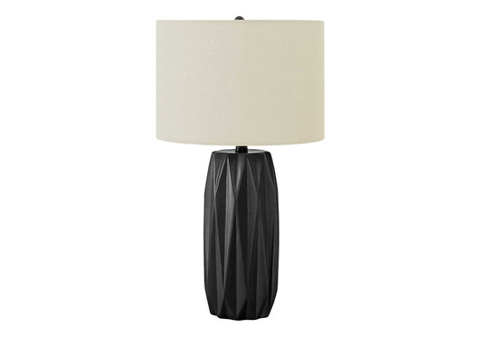 Lighting, 25"h, Table Lamp, Black Ceramic, Ivory / Cream Shade, Contemporary