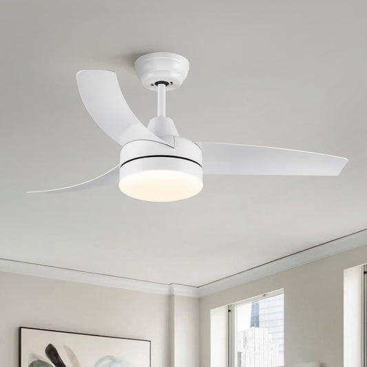 42 inch indoor white ceiling fan with LED light