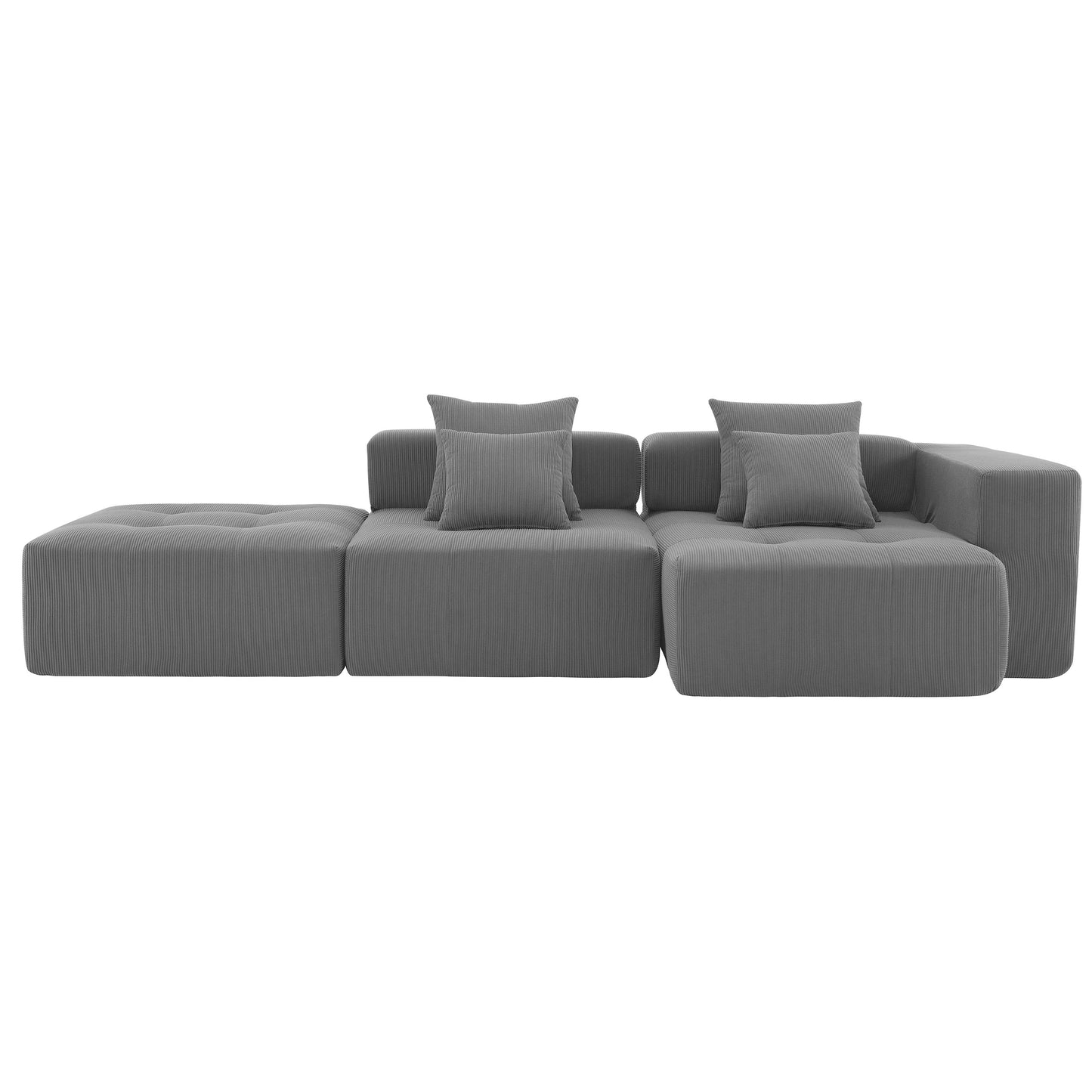 105.5''L Shaped Modular Sectional Sofa,Minimalist Corduroy Floor Couch Set,Convertible Foam-Filled Cloud Compressed Couch for Living Room,3 PC Free Combination,No Assembly Required,3 Colors