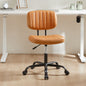 SWEETCRISPY PU Leather Low Back Task Chair Small Home Office Chair with Wheels