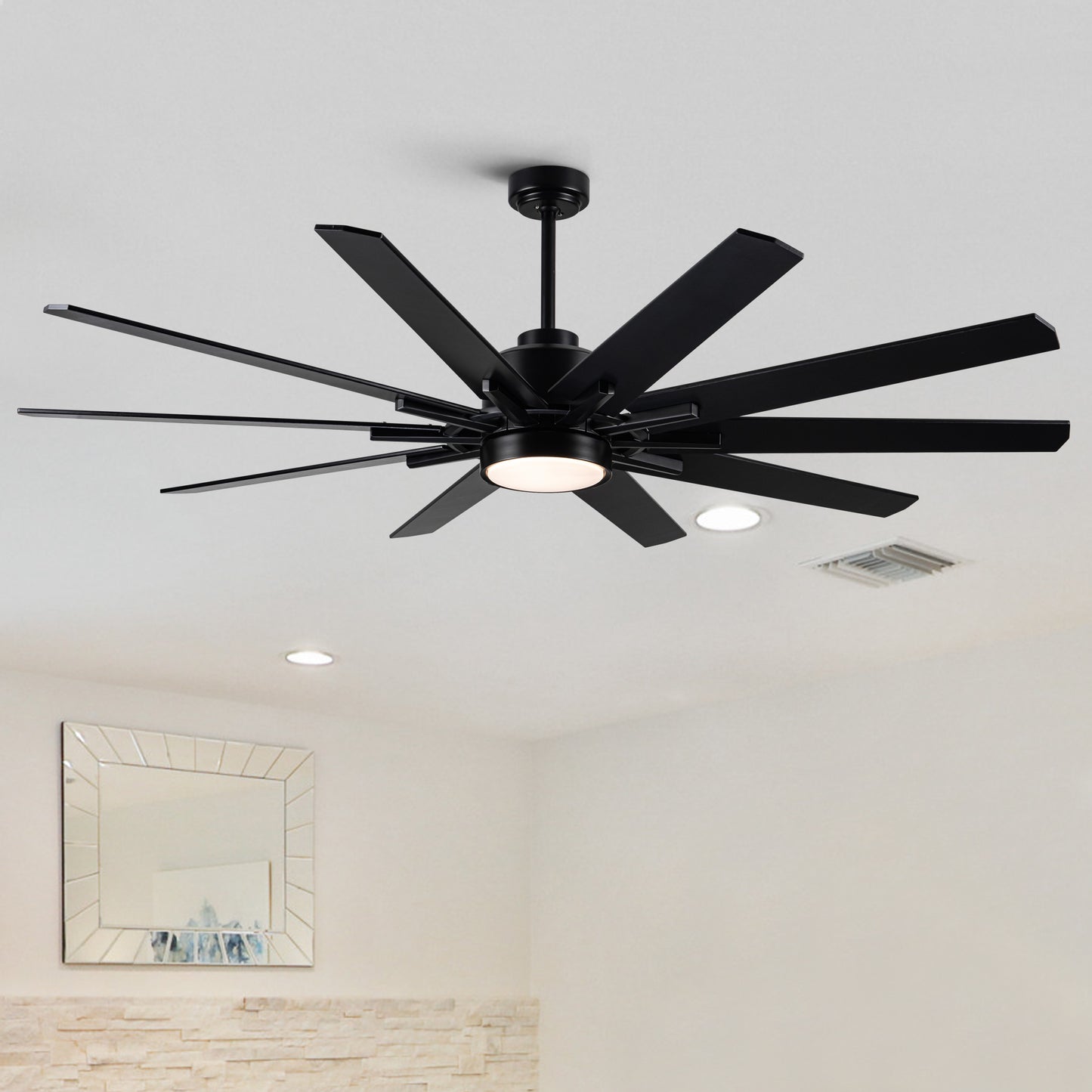 72 in.Integarted LED Large Black Double Finish Ceiling Fan with Remote Control