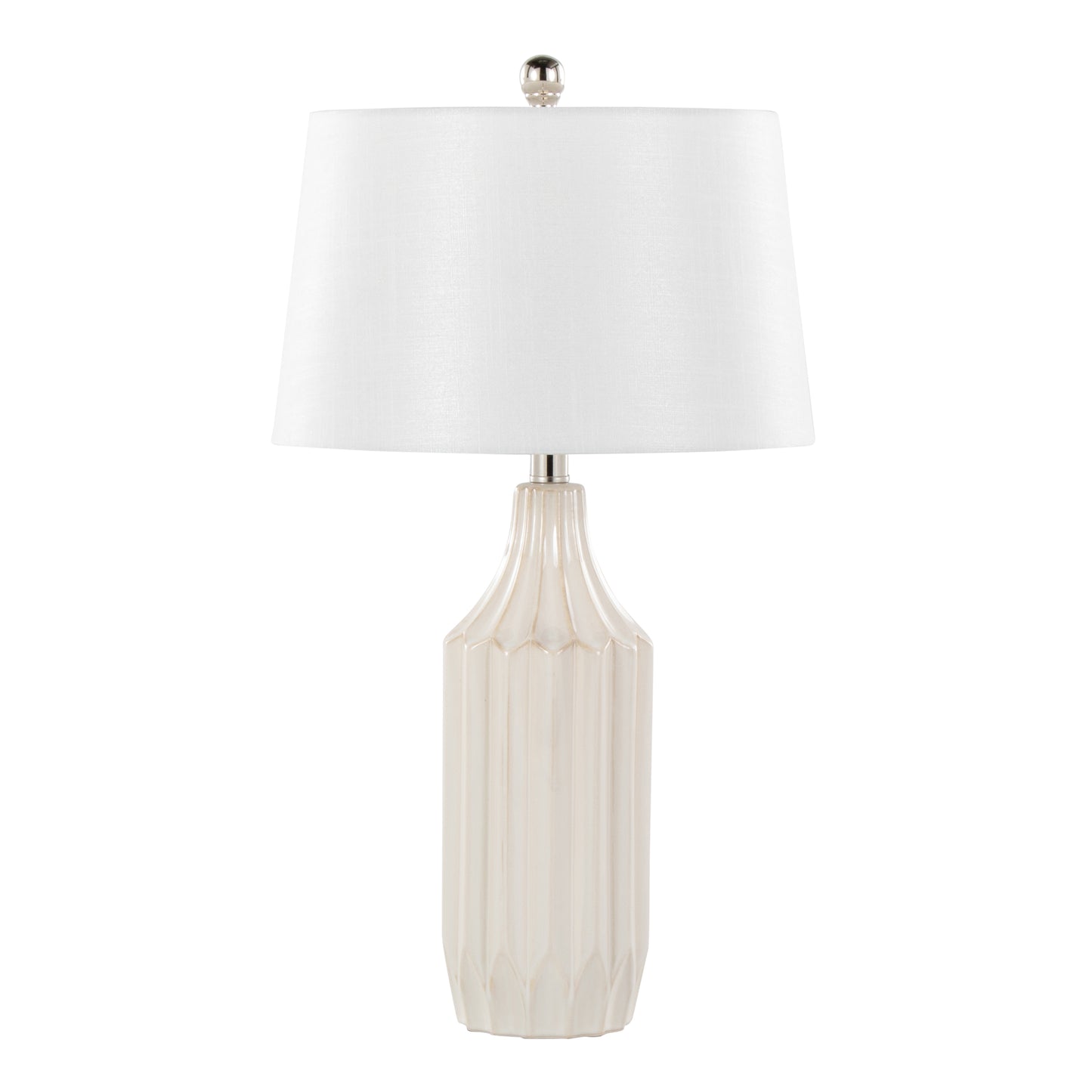 Stella 23" Contemporary Ceramic Table Lamp in Gloss Cream Ceramic with White Shade by LumiSource