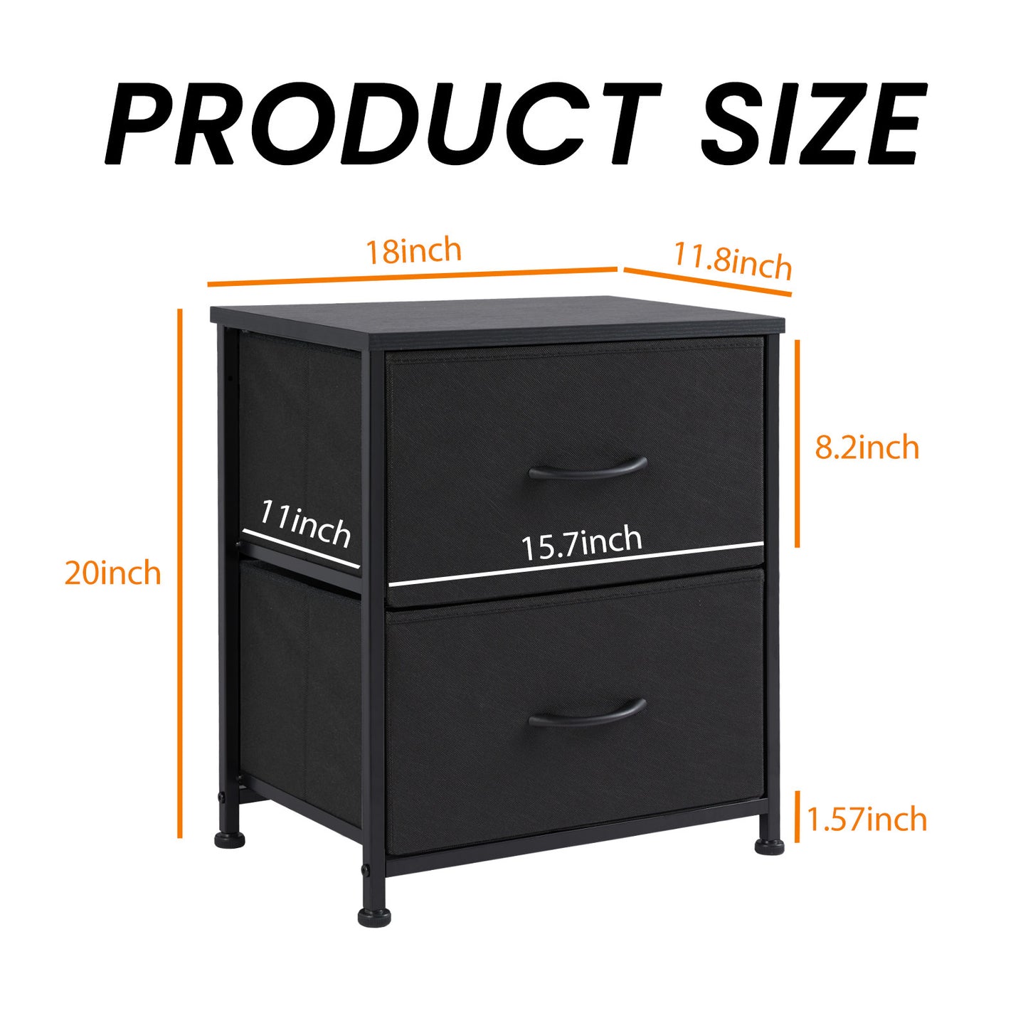 Drawers Dresser Chest of Drawers,Metal Frame and Wood Top,Black,two packs