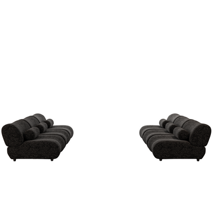 Black Modular L-Shaped Sofa with Moveable Headrests – Modern Chenille Fabric Sectional Couch with Hidden Legs & Cylindrical Pillows – Perfect for Living Rooms, Large Seating, and Customizable Layouts