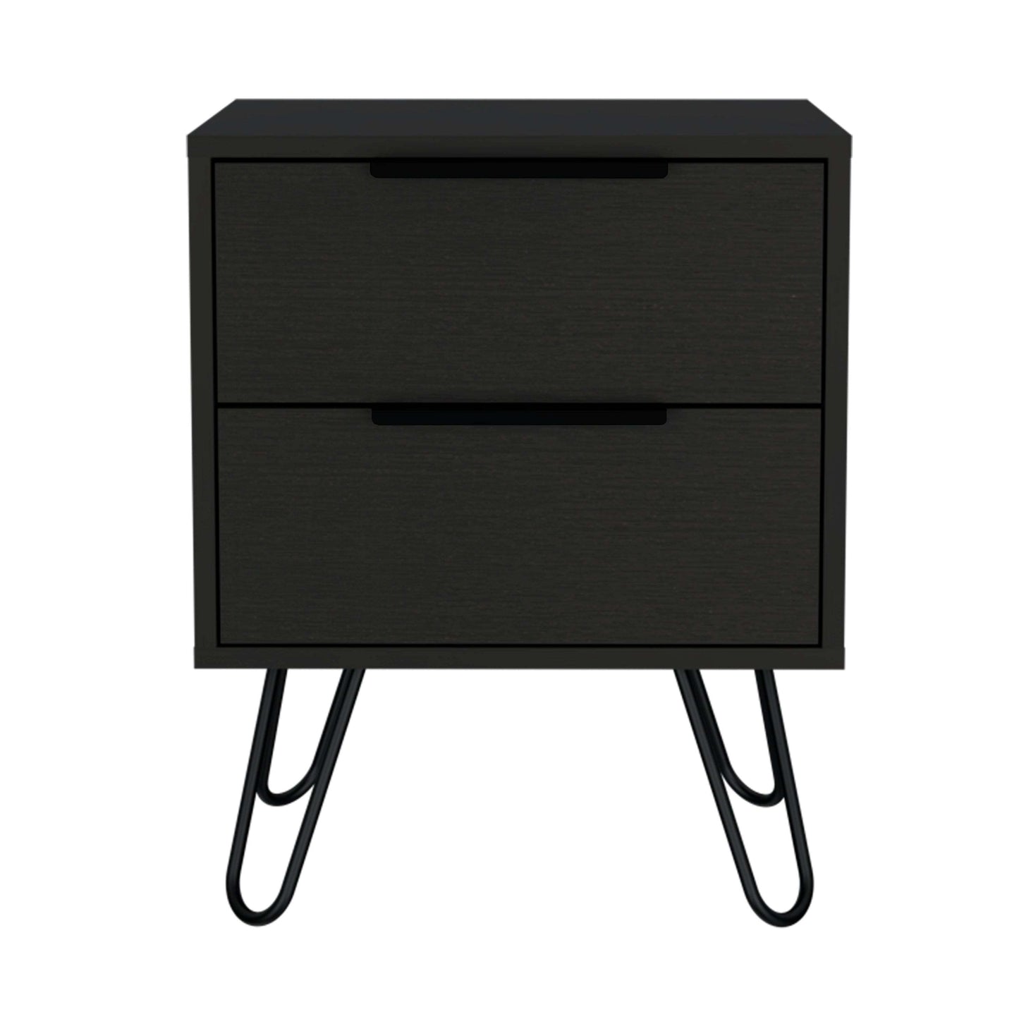 Nuvo Nightstand,Two Drawers, Hairpin Legs