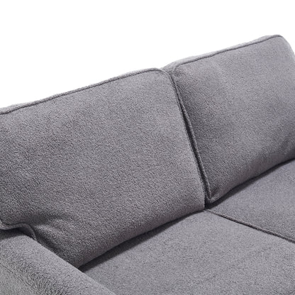 COOLMORE Loveseat Sofa, Mid Century Modern Love Seat, 2 Seater Sofa Couches for Living Room, Small Couch with USB & Removable Pillow Cover, Comfy Couch for Bedroom, Apartment (Gray)