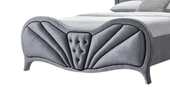 Dante Gray Velvet Queen Bed