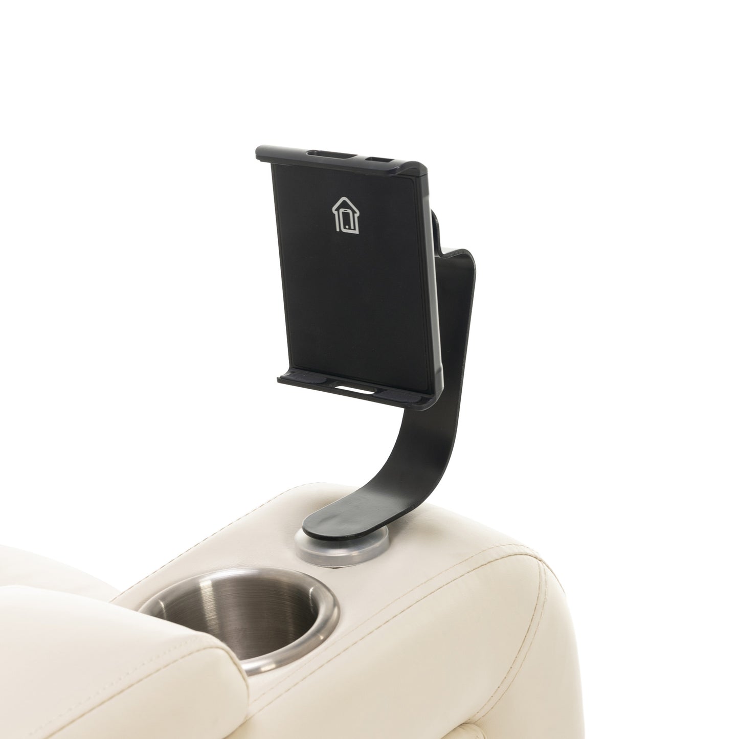 270 Degree Swivel PU Leather Power Recliner Individual Seat Home Theater Recliner with  Comforable Backrest, Tray Table,  Phone Holder, Cup Holder,  USB Port, Hidden Arm Storage for Living Room, White