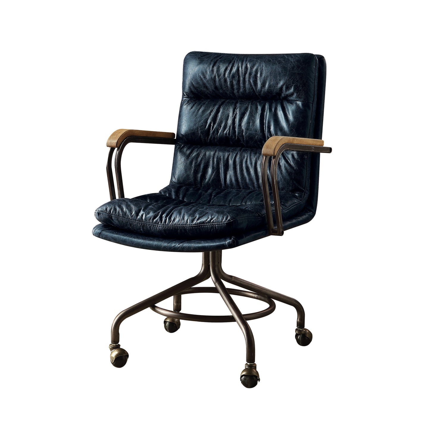 Vintage Blue Swivel Office Chair with Casters