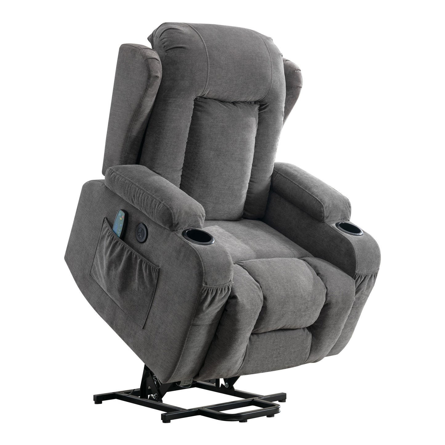 Power Lift Recliner Chair Recliners for Elderly with Heat and Massage Recliner Chair for Living Room with Infinite Position and Side Pocket,USB Charge Port(GREY)