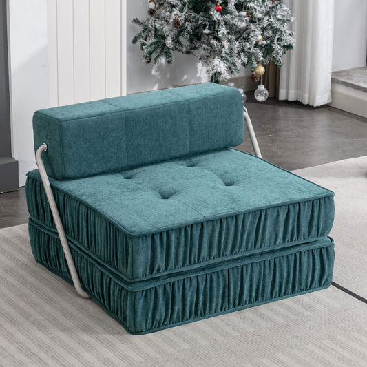 Green Folding Sofa , Futon Sleeper Chair, Convertible Chair Floor Couch & Sleeping Mattress for Living Room, Guest Room, Home Office, Apartment, Small space, Removable Back Cushio