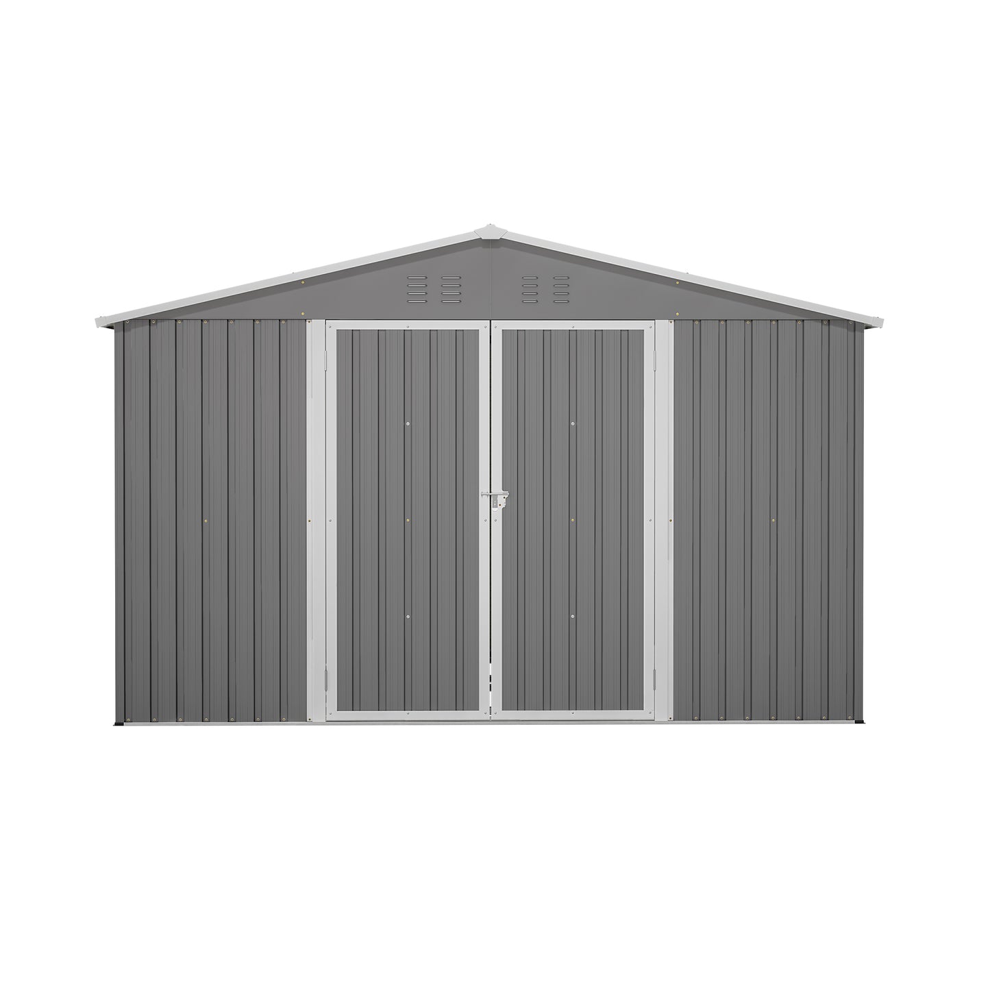 10X8 FT Outdoor Storage Shed, All Weather Metal Sheds withLockable Doors, Tool Shed for Garden, Patio, Backyard, Lawn, Grey