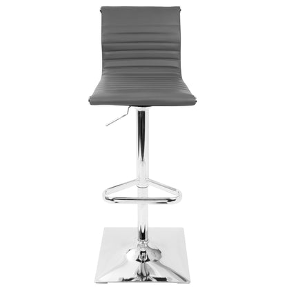 Masters Contemporary Adjustable Barstool with Swivel in Grey Faux Leather by LumiSource