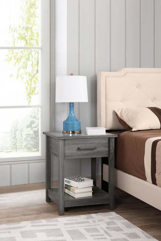 Chic Gray Contemporary Nightstand