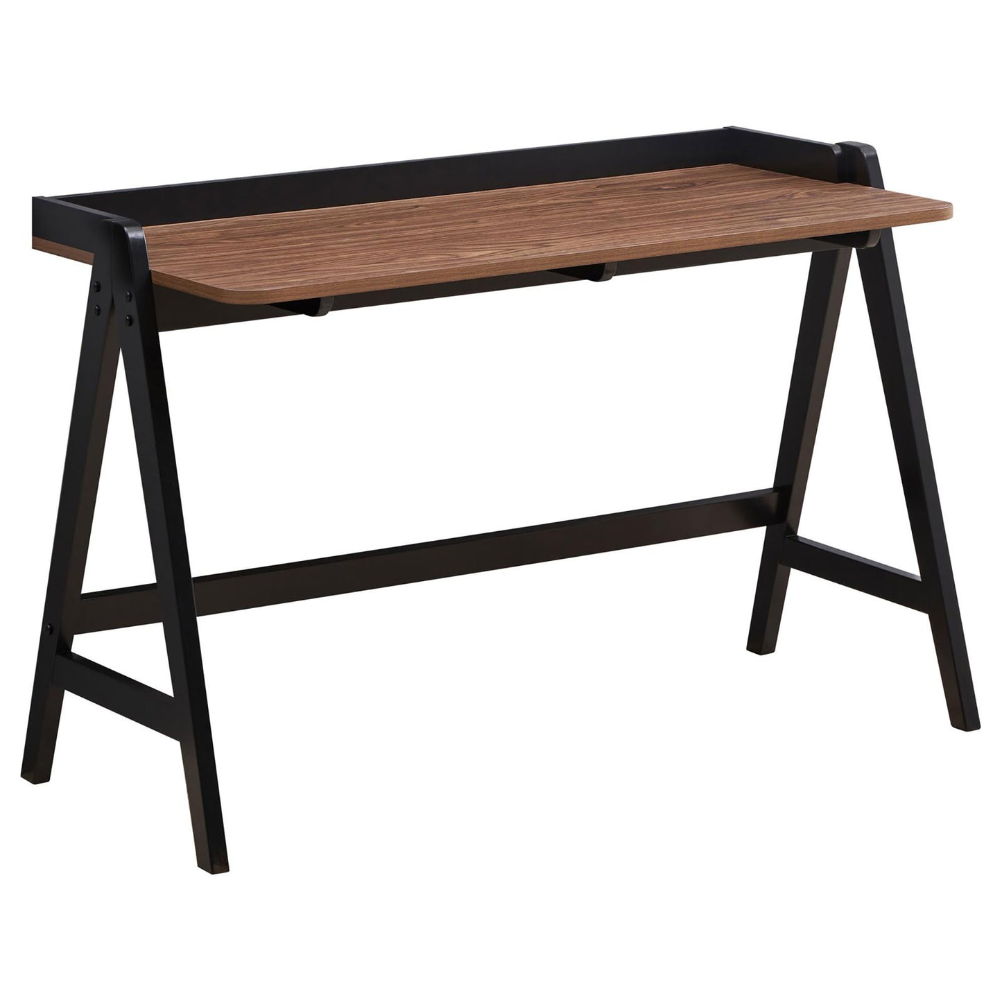 Walnut and Black Writing Desk with USB Ports