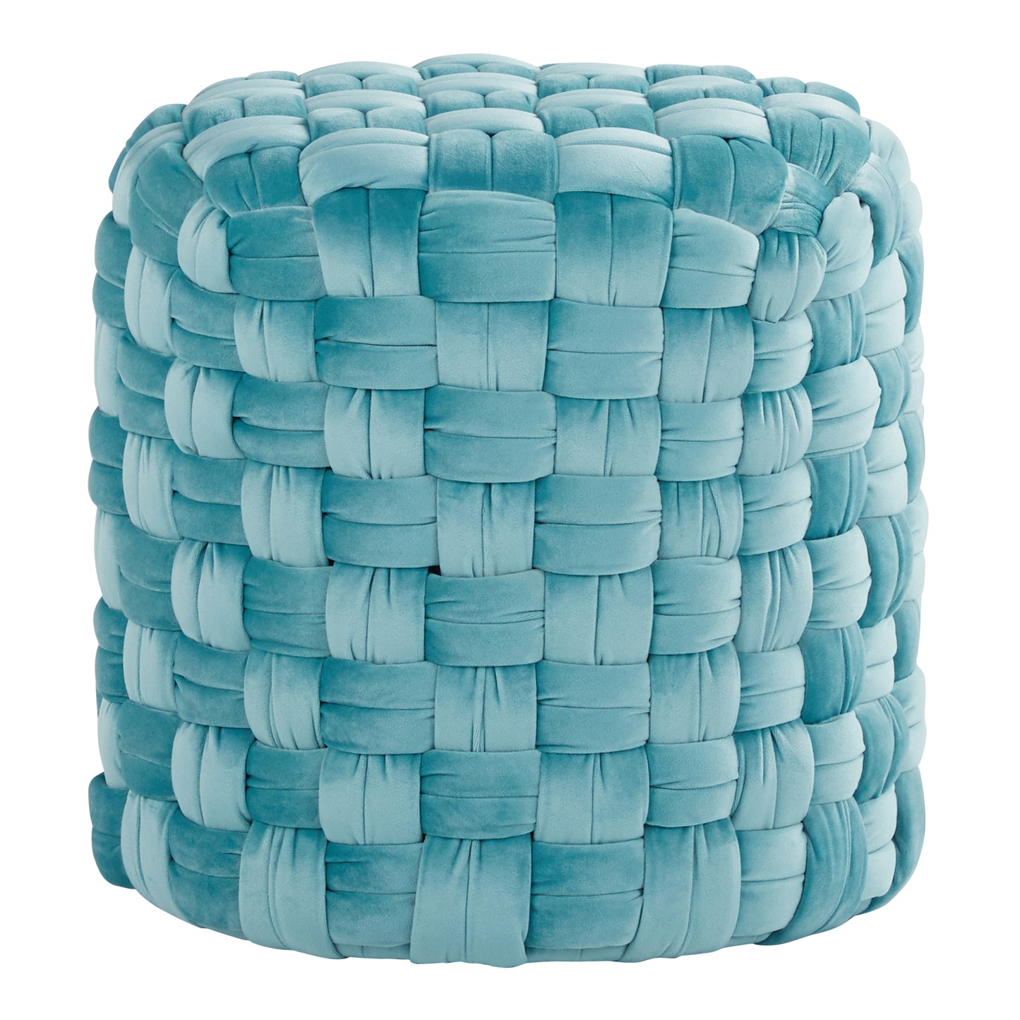 Braided Round 16' Ottoman in Ice Blue Velvet by LumiSource