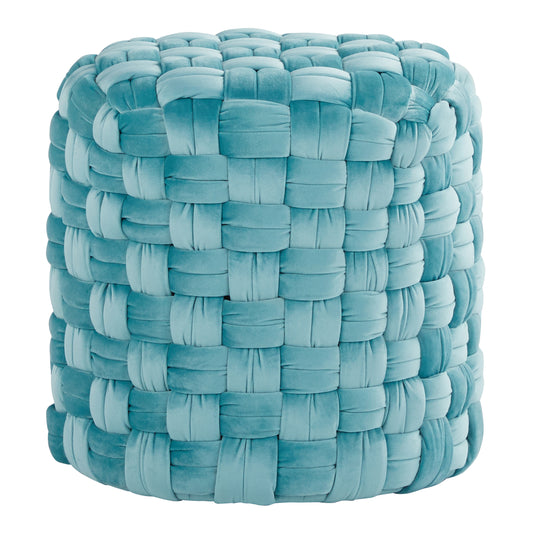 Braided Round 16' Ottoman in Ice Blue Velvet by LumiSource