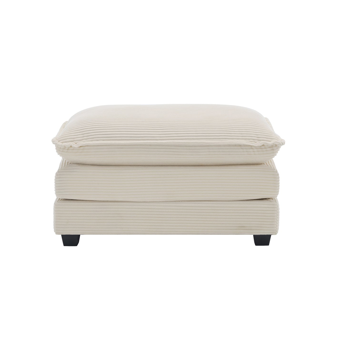 Ottoman Footstool in Corduroy Fabric, Can be Used with 2 Seater Sofas, 3 Seater Sofas and 4 Seater Sofas, Beige Corduroy Fabric