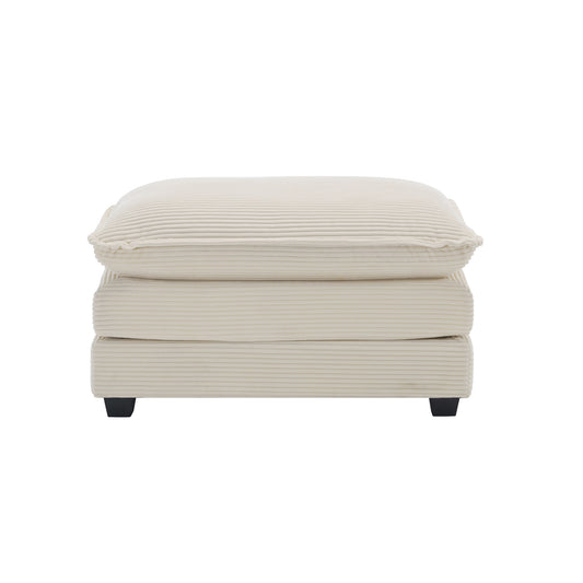Ottoman Footstool in Corduroy Fabric, Can be Used with 2 Seater Sofas, 3 Seater Sofas and 4 Seater Sofas, Beige Corduroy Fabric