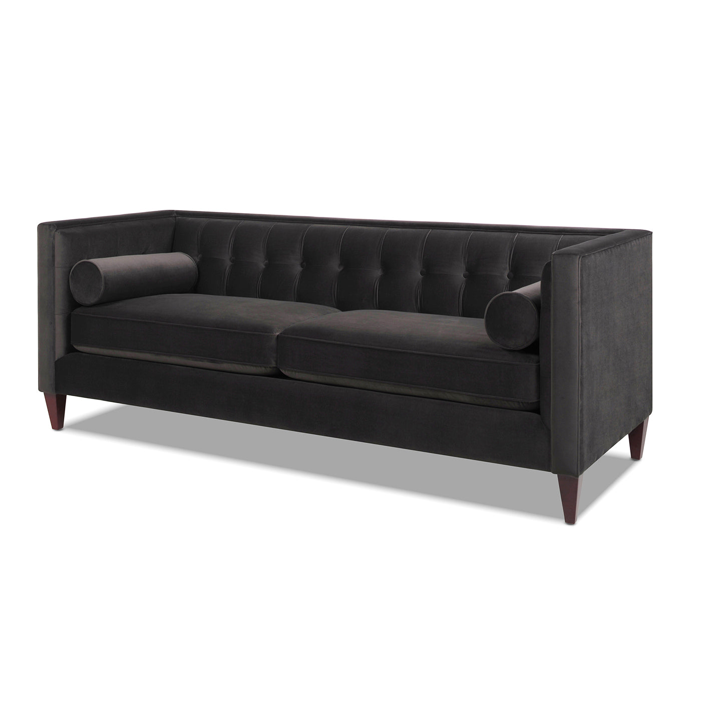 Jack 84" Modern Tuxedo Tufted Sofa, Dark Charcoal Grey Velvet