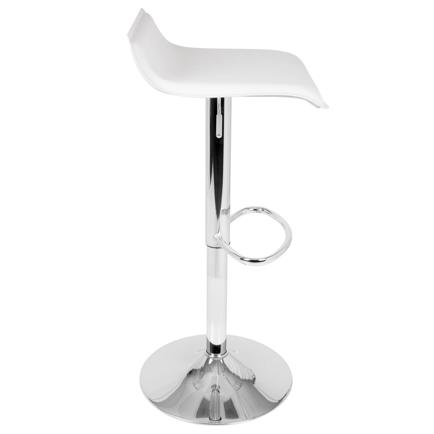 Ale Contemporary Adjustable Barstool in White PU Leather by LumiSource - Set of 2