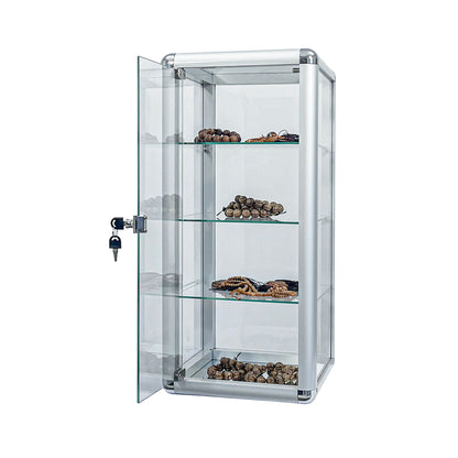 Tempered Glass Counter Top Display Showcase with Sliding Glass Door and Lock,Standard Aluminum Framing with Sliding Glass Door and Lock-display cabinet