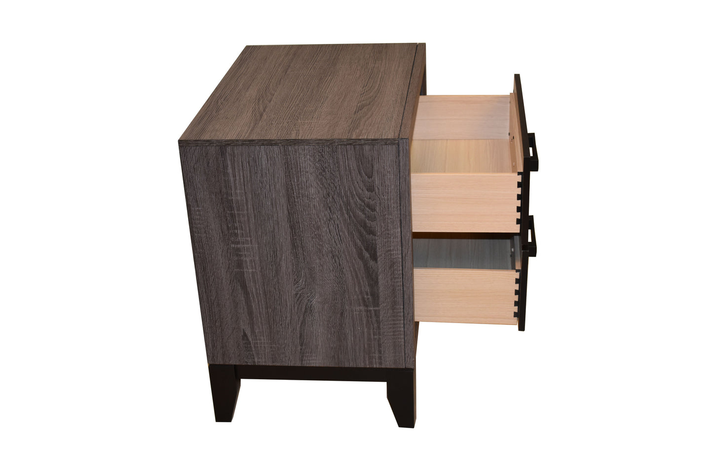 Contemporary Style 2-Drawer Nightstand Made with Wood in Gray