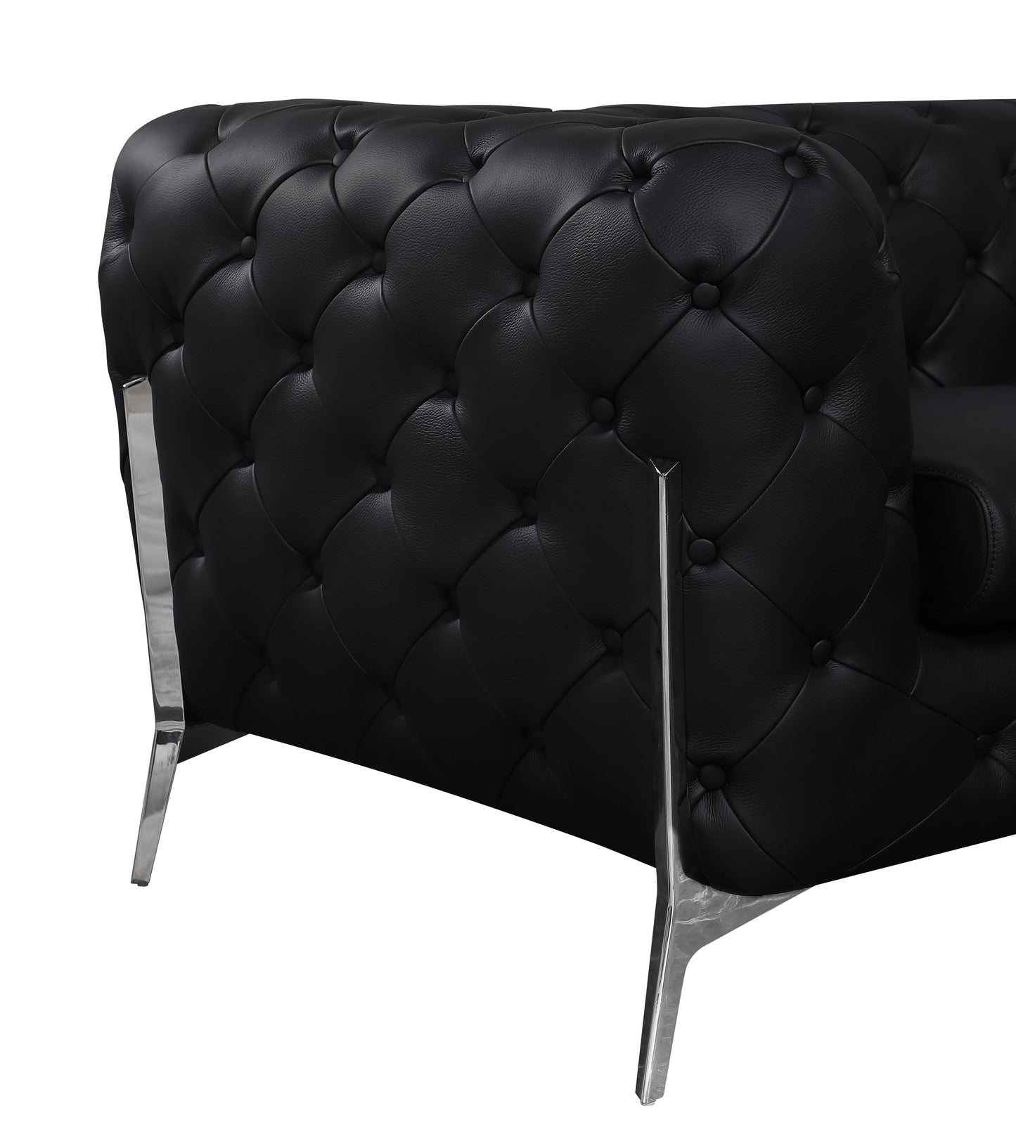 Global United Top Grain 100% Italian Black Leather Sofa