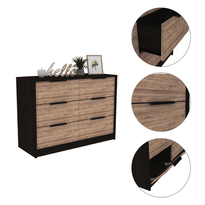 Kaia 4 Drawers Dresser, Superior Top -Black / Pine